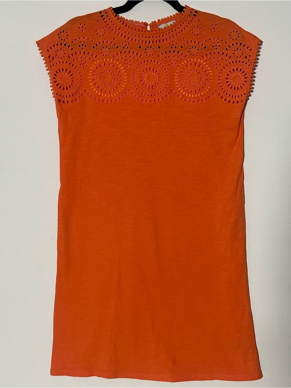 Boden Orange Eyelet Trim Cap Sleeve Cotton Dress Size 6